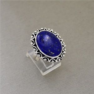 NWT Lapis Lazuli Cabochon Ring 925 Silver Adjustable
